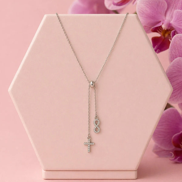 Eternal Blessing Rhodium Adjustable Necklace 1