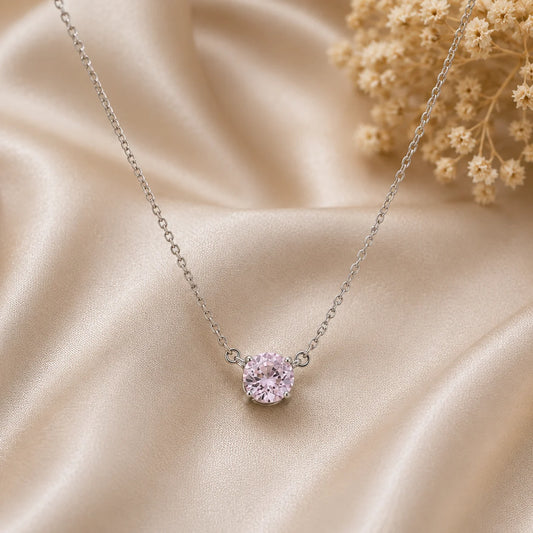 Expression Blush Studded Rhodium Necklace 1