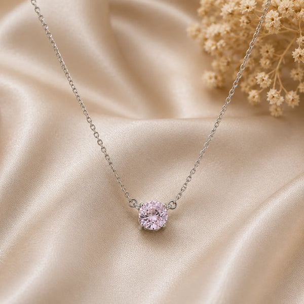 Expression Blush Studded Rhodium Necklace 1