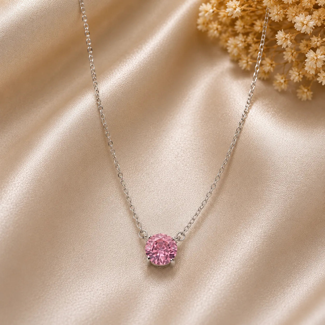 Expression Sakura Studded Rhodium Necklace 1