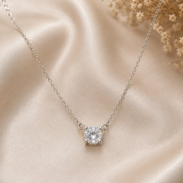 Expression White Studded Rhodium Necklace 1