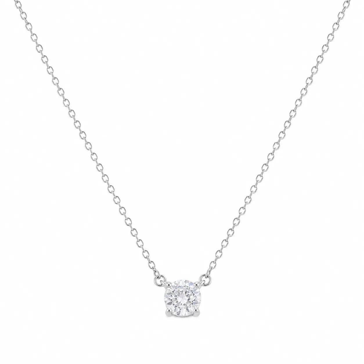 Expression White Studded Rhodium Necklace 4