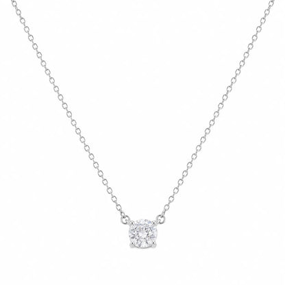 Expression White Studded Rhodium Necklace 4