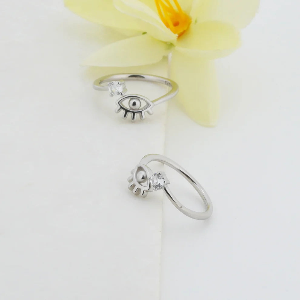 Eyes and Gems Rhodium Toe Rings 7