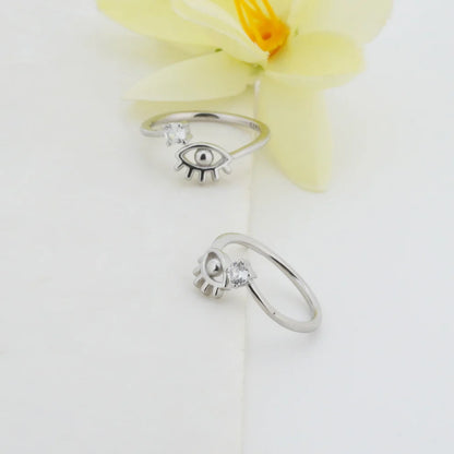 Eyes and Gems Rhodium Toe Rings 7