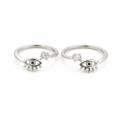 Eyes and Gems Rhodium Toe Rings 9