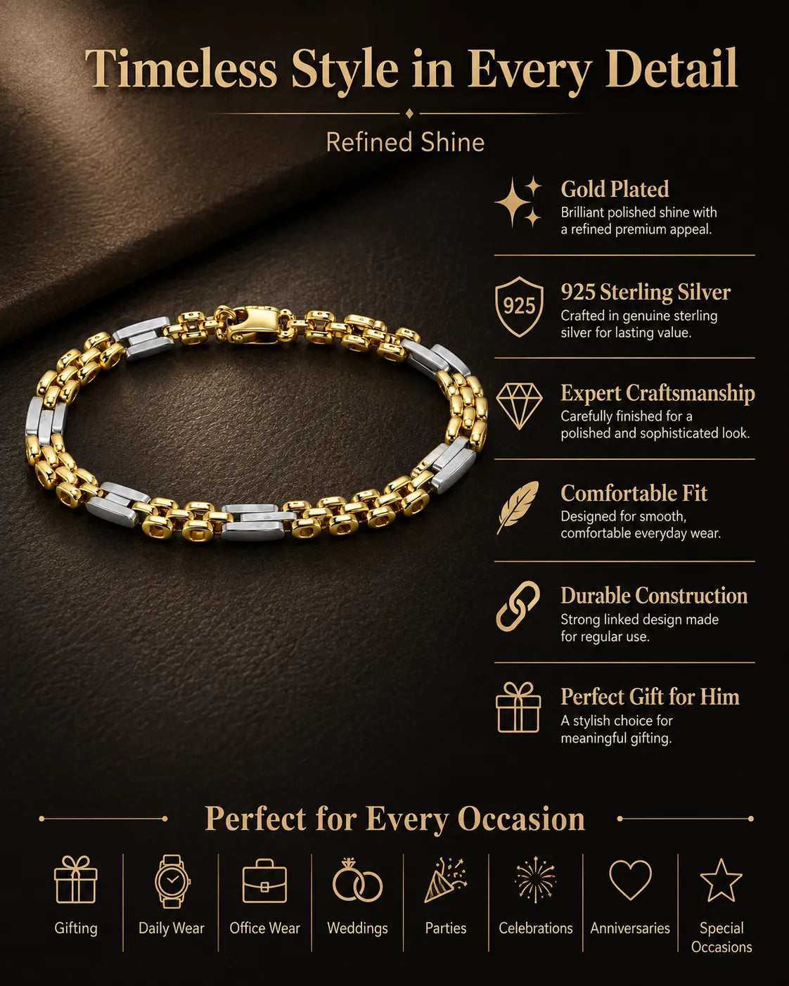 Falcon Gold Plated Bracelet for Men 3
