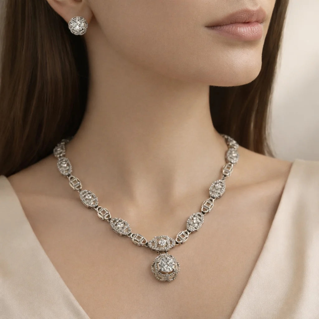 Fineste Rhodium Necklace Set 2