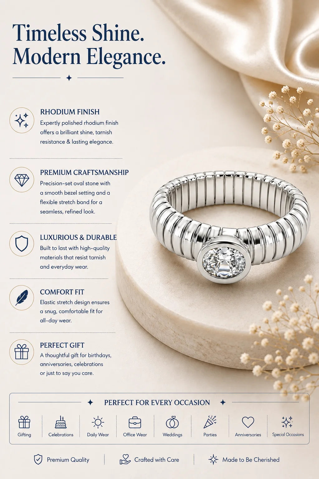 Flexigem Rhodium Ring for Women 3