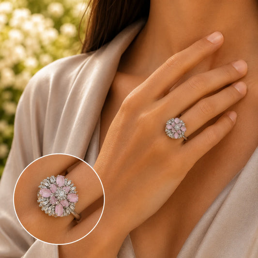 Flora Adjustable Studded Cocktail Ring for Women 2