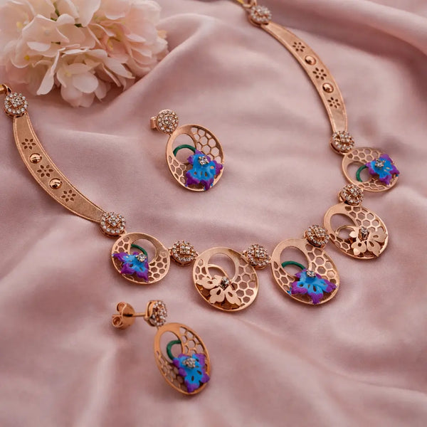 Flora Rose Gold Necklace Set 1