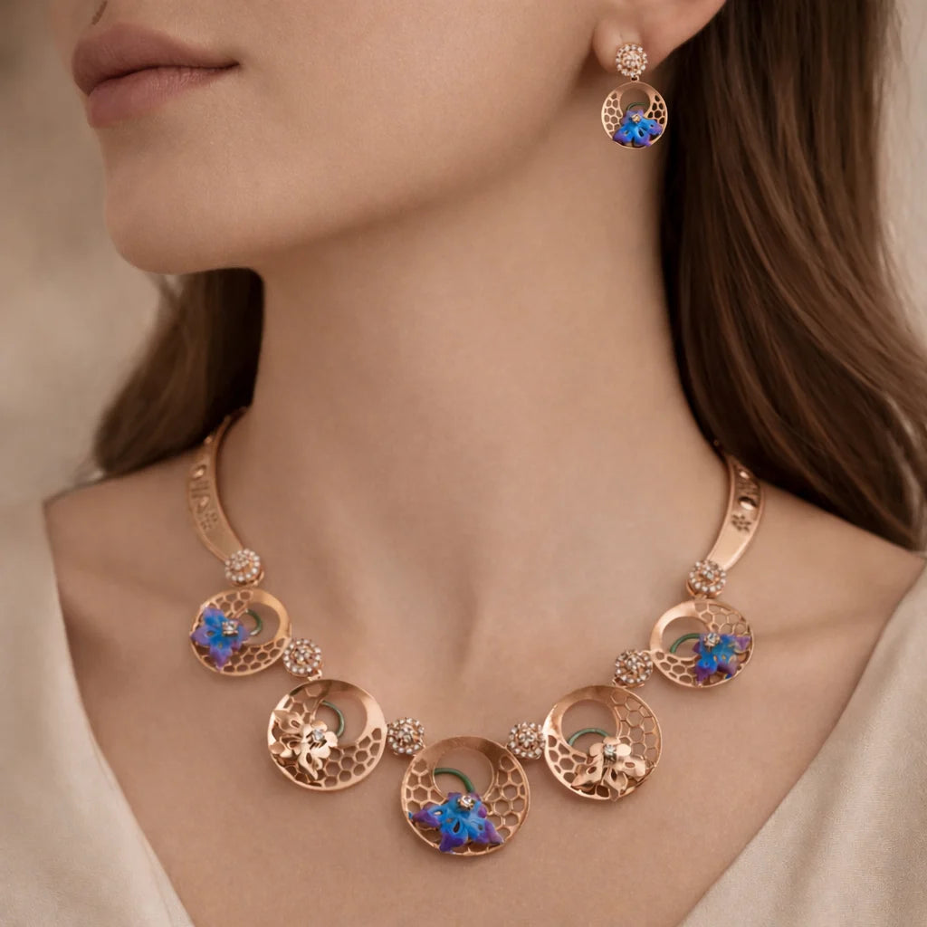 Flora Rose Gold Necklace Set 4