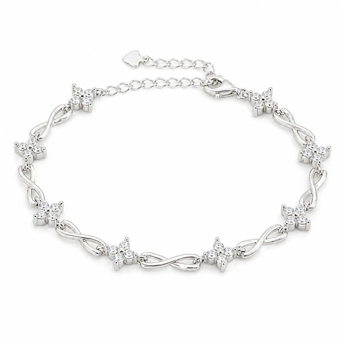 Flowerstrip Studded Rhodium Bracelet for Women 4