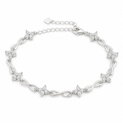 Flowerstrip Studded Rhodium Bracelet for Women 4