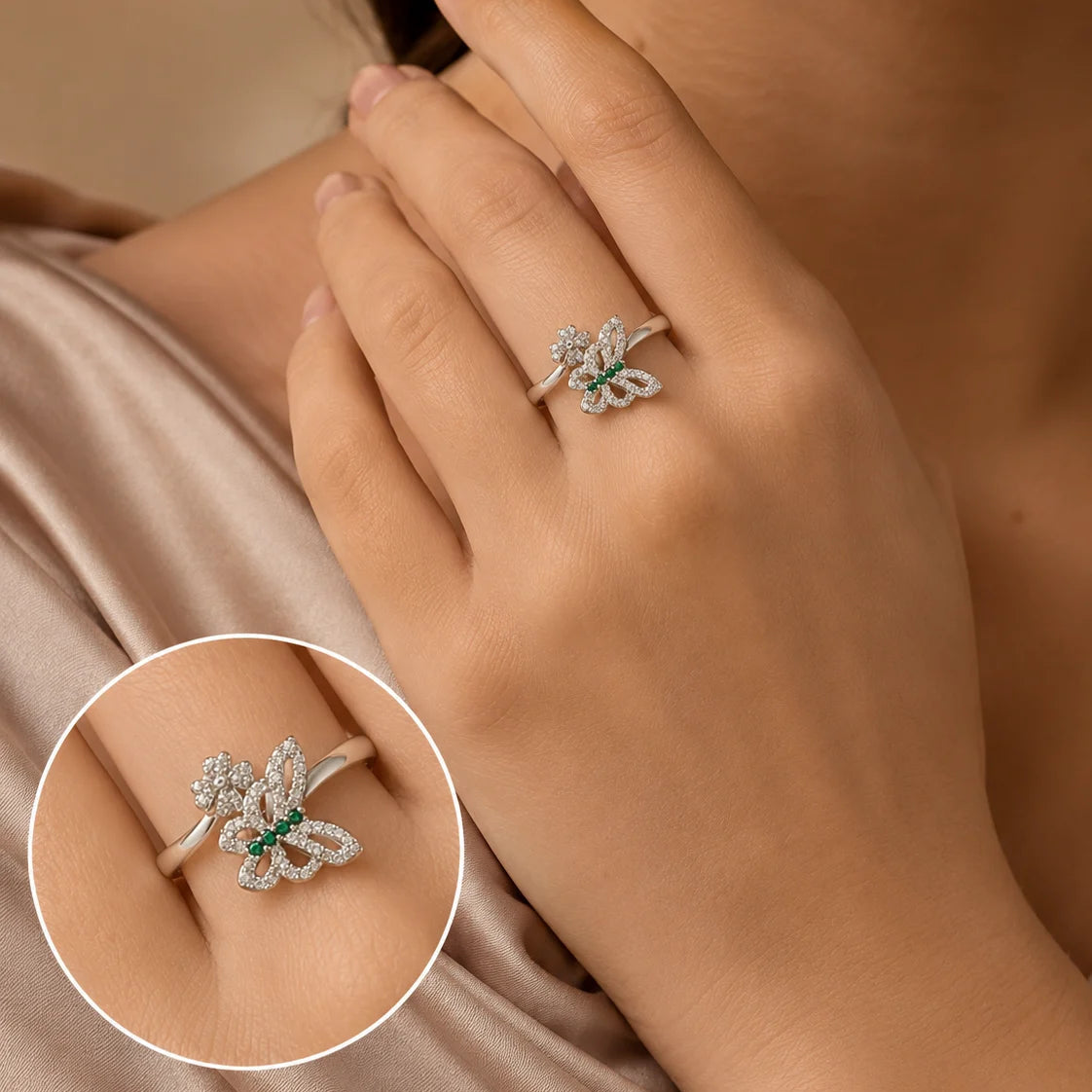 Follow Me Studded Adjustable Fidget Ring for Women 2