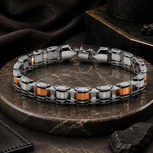 Forge Line Rose Gold & Rhodium Bracelet for Men 1