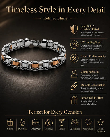 Forge Line Rose Gold & Rhodium Bracelet for Men 3