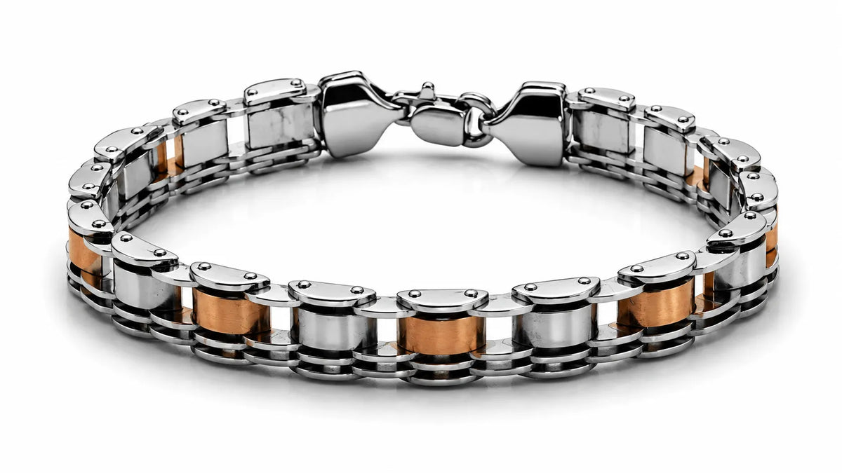 Forge Line Rose Gold & Rhodium Bracelet for Men 4