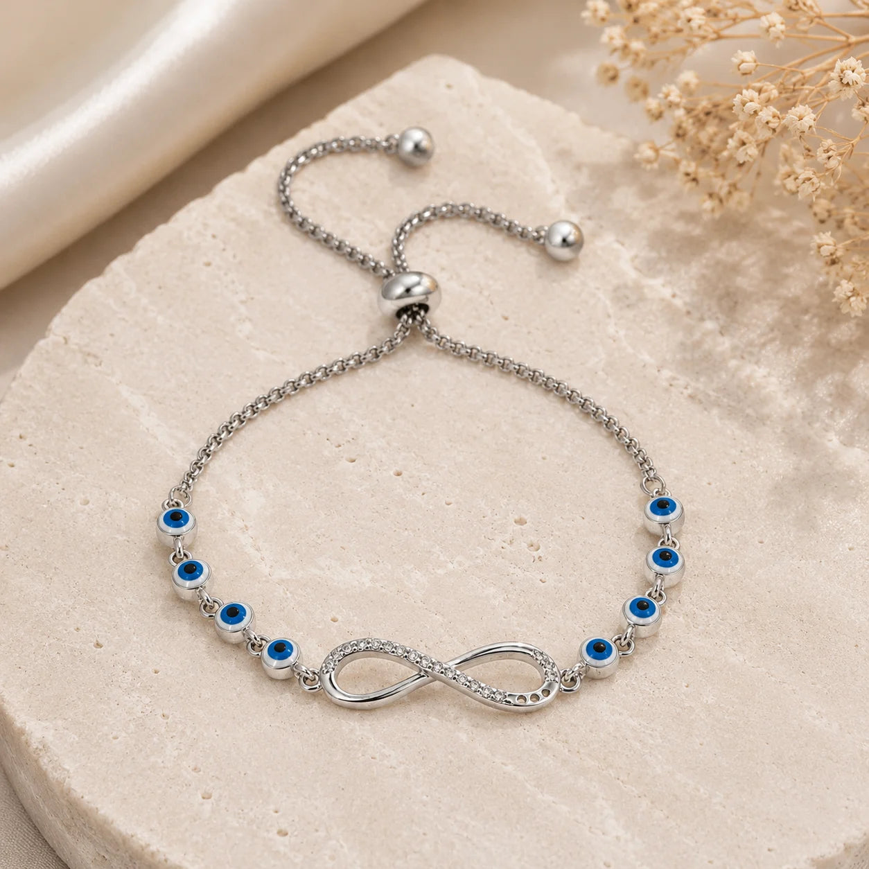 Foster Studded Adjustable Evil Eye Bracelet 1