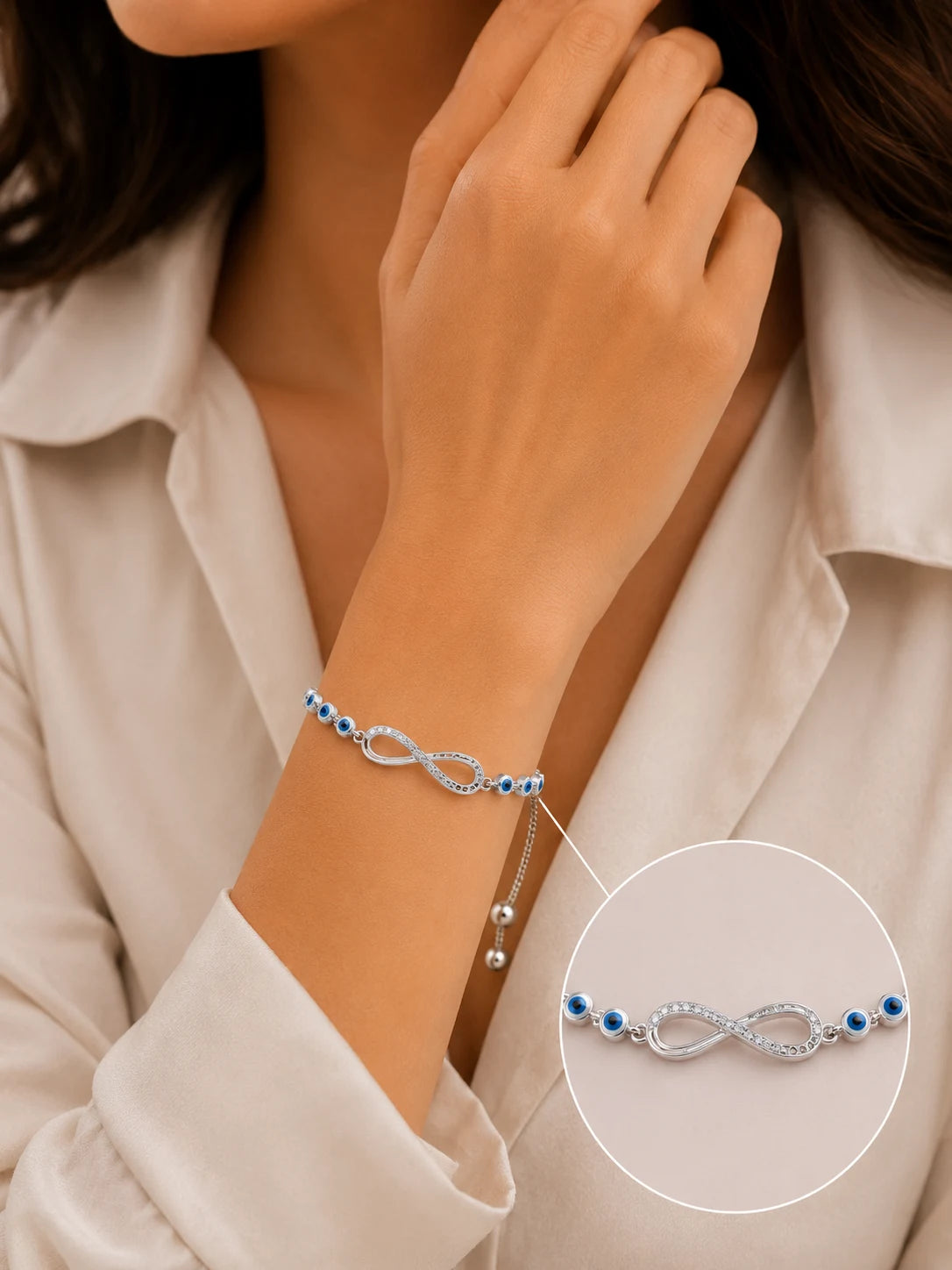 Foster Studded Adjustable Evil Eye Bracelet 2