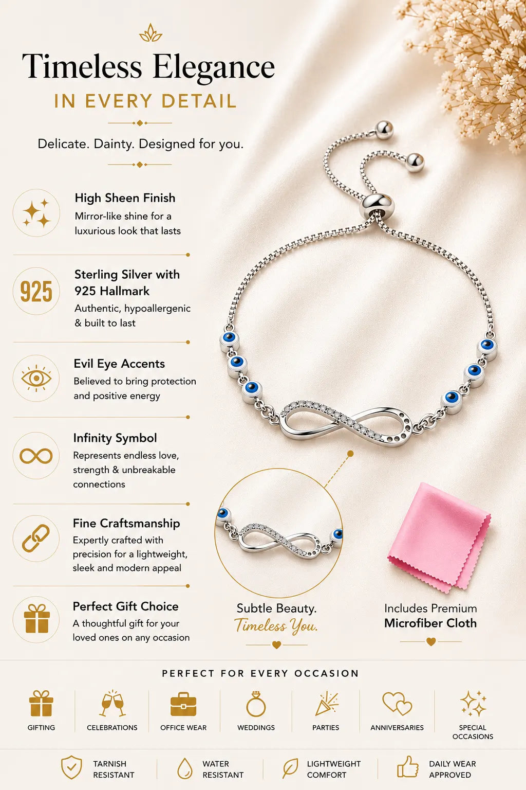 Foster Studded Adjustable Evil Eye Bracelet 3