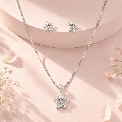 Galaxian Studded Pendant Set with Removable Box Chain 1