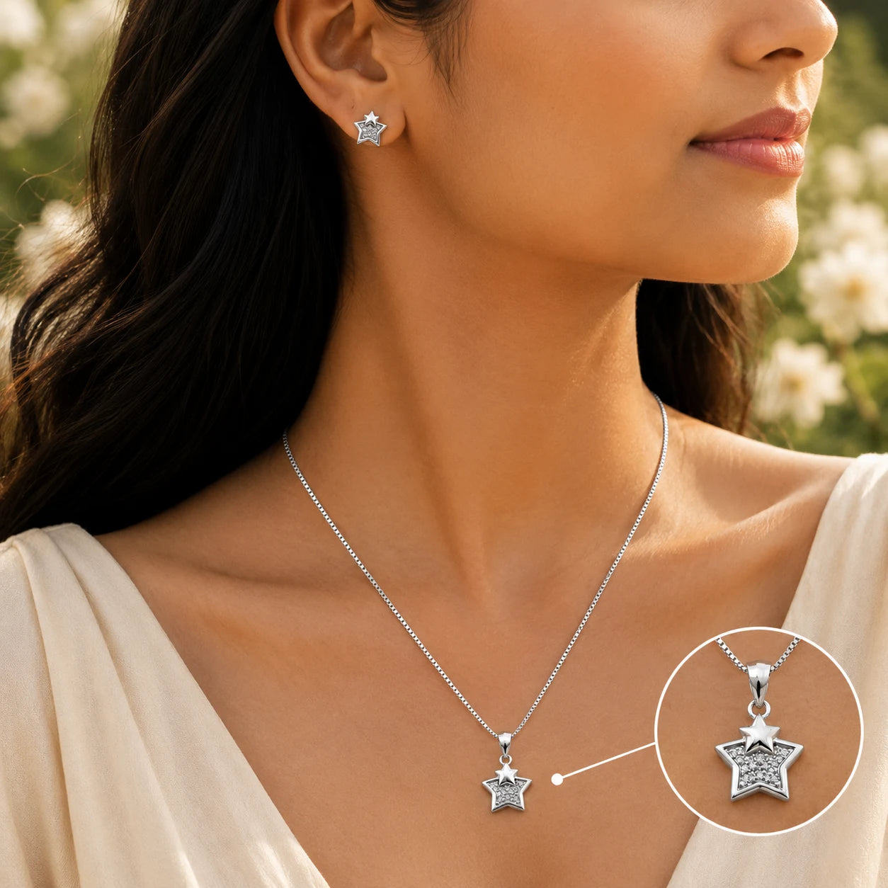Galaxian Studded Pendant Set with Removable Box Chain 2