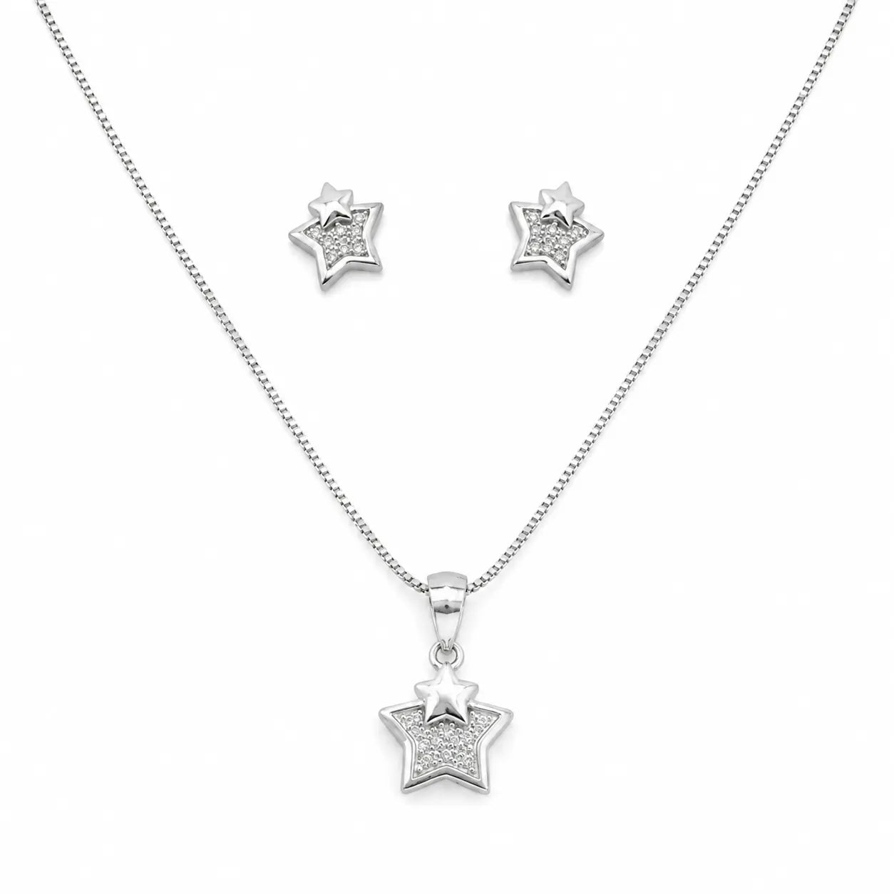 Galaxian Studded Pendant Set with Removable Box Chain 3