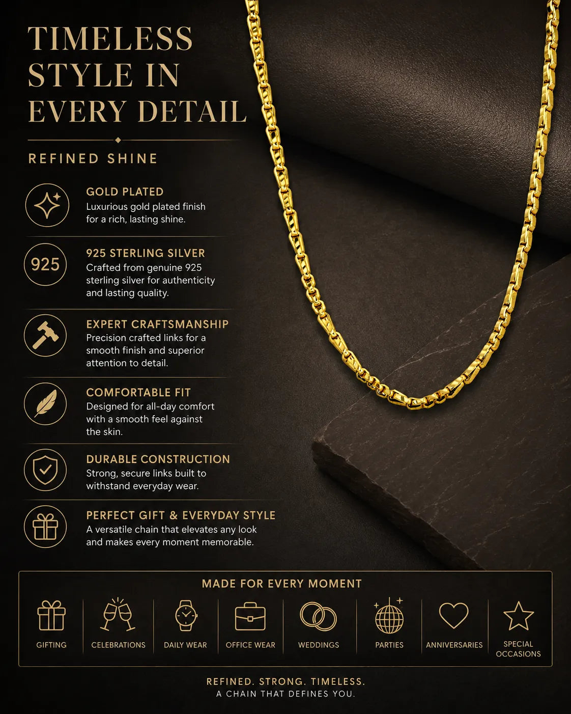 Gilded Gold Plated Chain for Men 3
