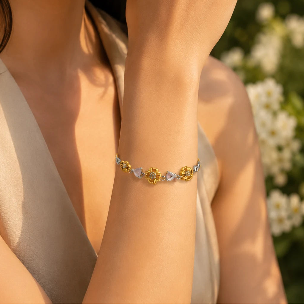 Golden Bloorn Gold Plated & Rhodium Bracelet for Women 2