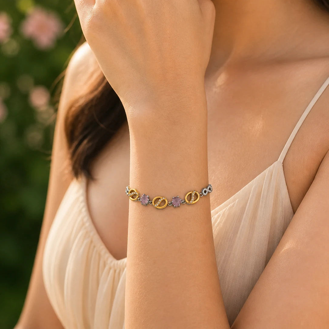 Golden Sheen Gold Plated & Rhodium Bracelet for Women 2