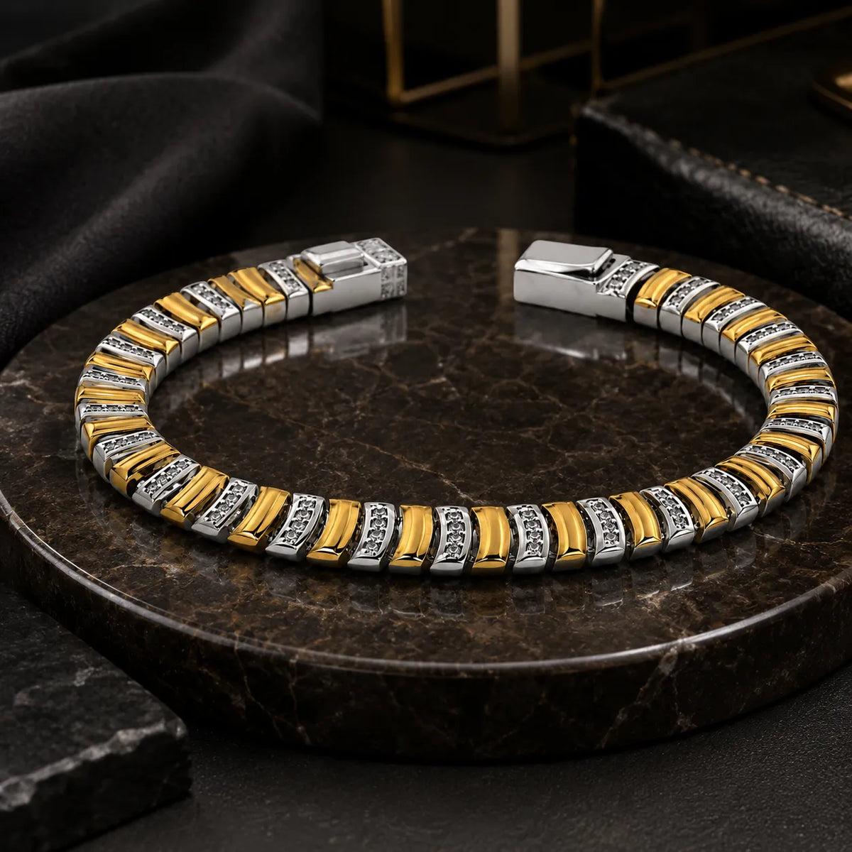 Golden Titan Gold Plated Studded Bracelet for Men 1