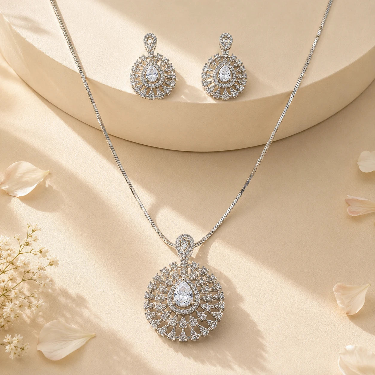 Grandiose Studded Pendant Set with Removable Chunky Snake Chain 1