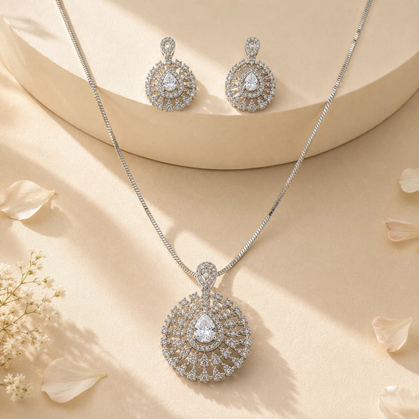 Grandiose Studded Pendant Set with Removable Chunky Snake Chain 1