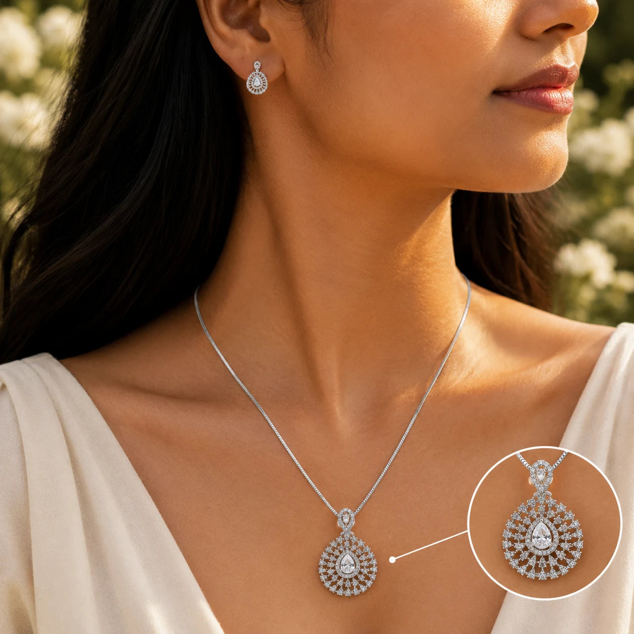 Grandiose Studded Pendant Set with Removable Chunky Snake Chain 2