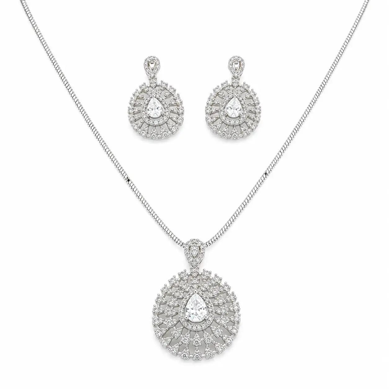 Grandiose Studded Pendant Set with Removable Chunky Snake Chain 3