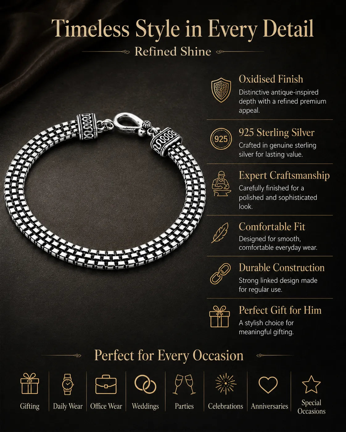 Granite Link Oxidised Bracelet for Men 3