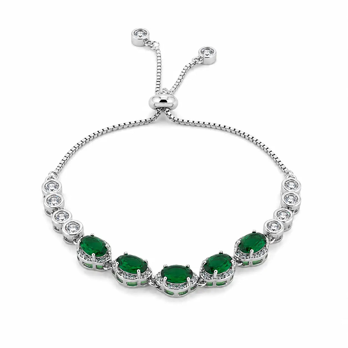 Green Radiance Studded Rhodium Bracelet for Women 4