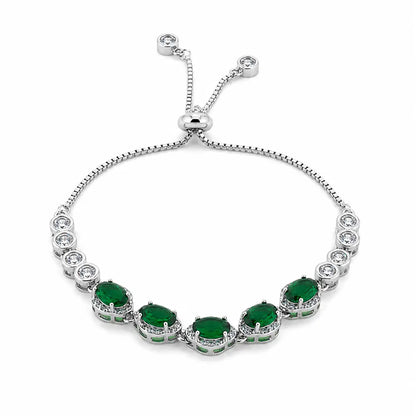 Green Radiance Studded Rhodium Bracelet for Women 4