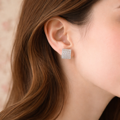 Gridlock Rhodium Earrings 2