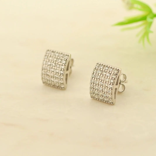 Gridlock Rhodium Earrings 8