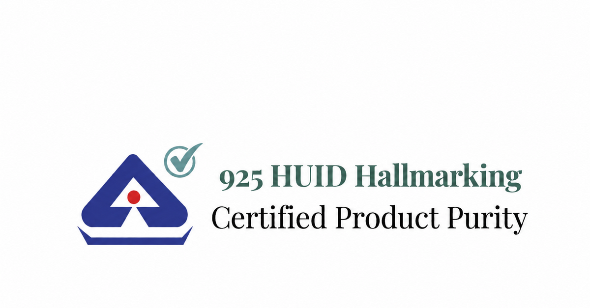 Logo for 925 HUID Hallmarking with certification text on a white background