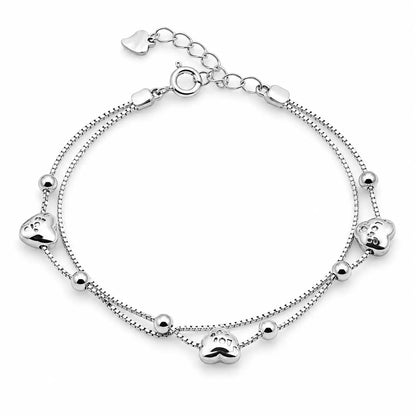 Heart Connection Rhodium Bracelet for Women 4