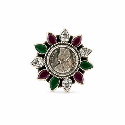 Her Majesty Oxidised Adjustable Ring for Women 3