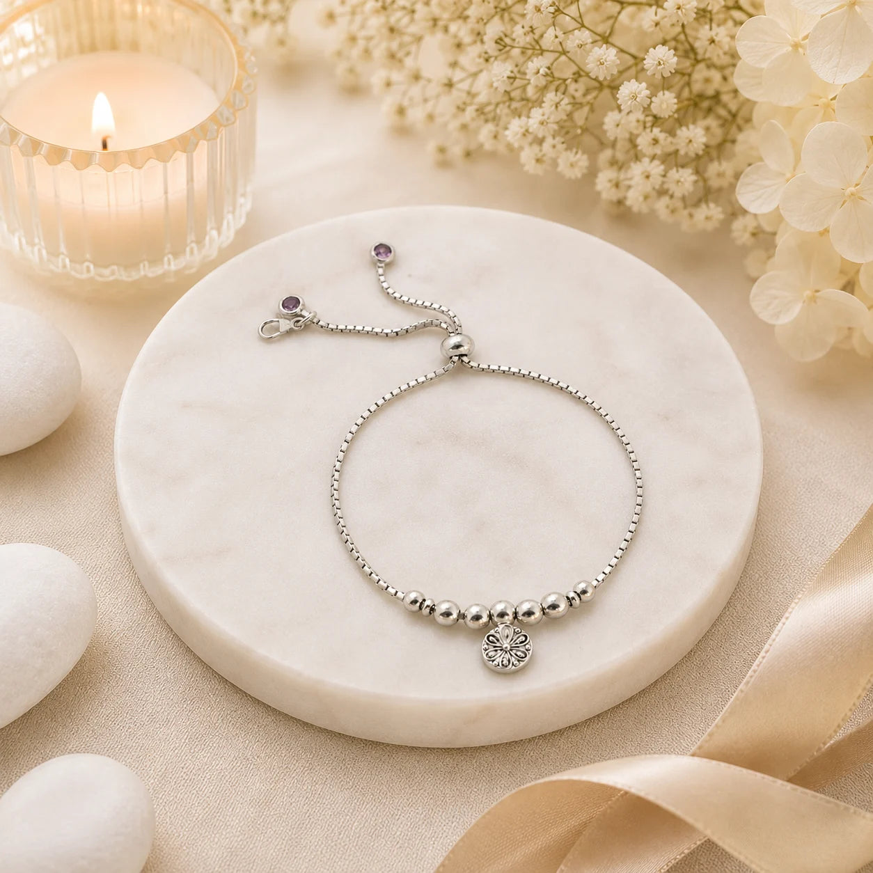 Her Medallion Silver Bracelet for Women 1