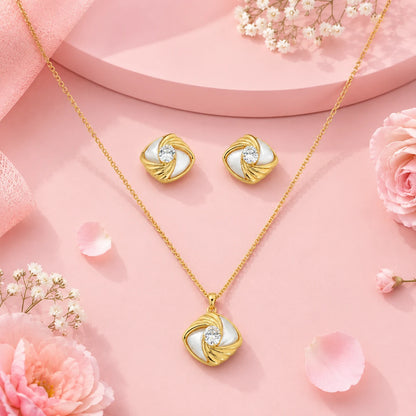Heritage Gold Plated MOP Pendant Set 1