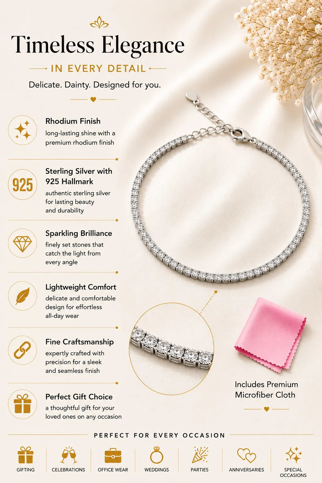 Illustria Studded Rhodium Bracelet 3