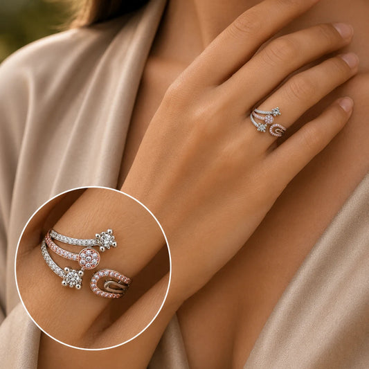 Imperia Rose Gold & Rhodium Adjustable Ring for Women 2
