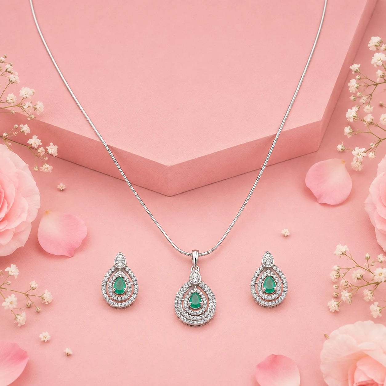 Imperial Studded Pendant Set with Removable Snake Chain 1