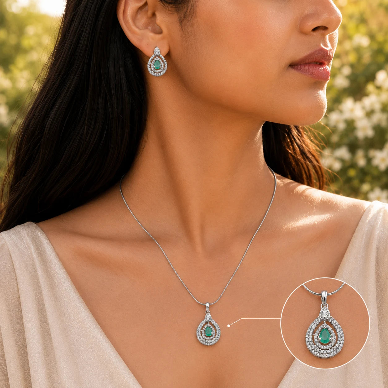 Imperial Studded Pendant Set with Removable Snake Chain 2